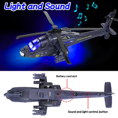 Tcvents diecast army helicopter model highlighting sturdy metal construction for durable play.
