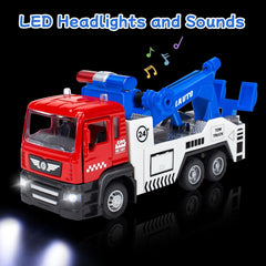 Tcvents diecast tow truck side view showing durable construction