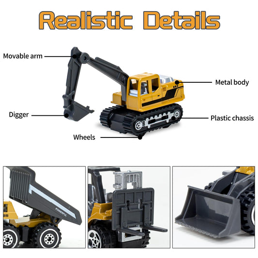 Tcvents forklift diecast toy enhances role-play and fine motor skills.