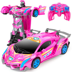 Tcvents Princess 2-in-1 RC car front view, pink design for imaginative play