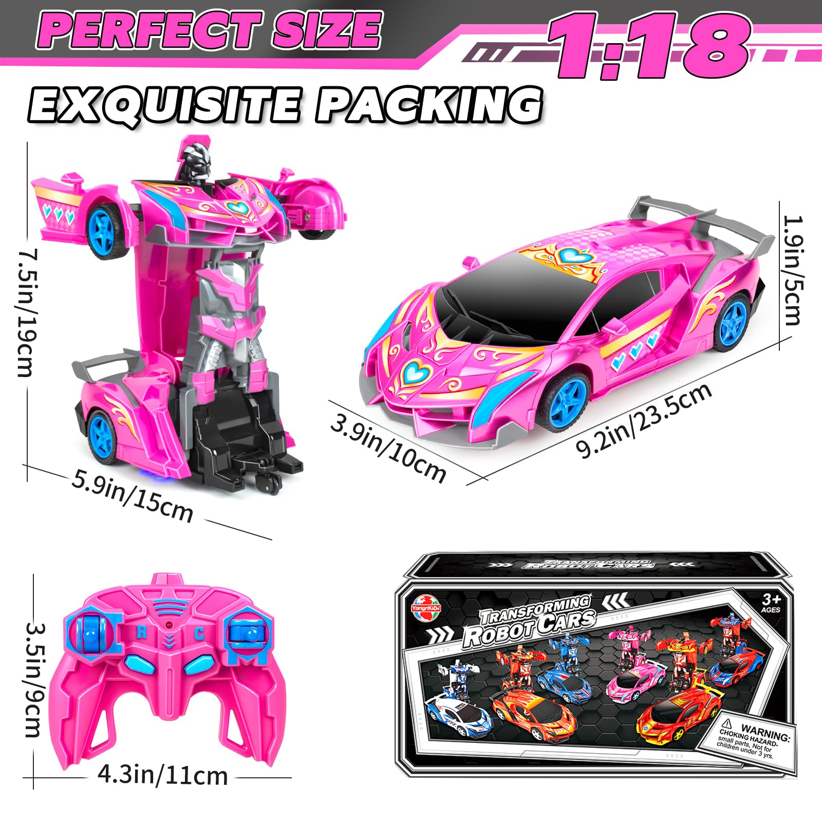 Tcvents Princess 2-in-1 RC car side view showing dual car and robot modes