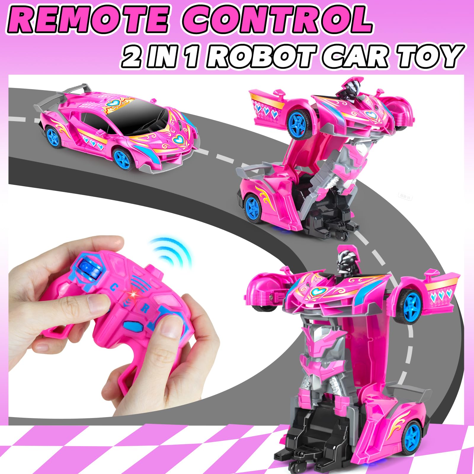 Tcvents Princess 2-in-1 RC car robot transformation in action