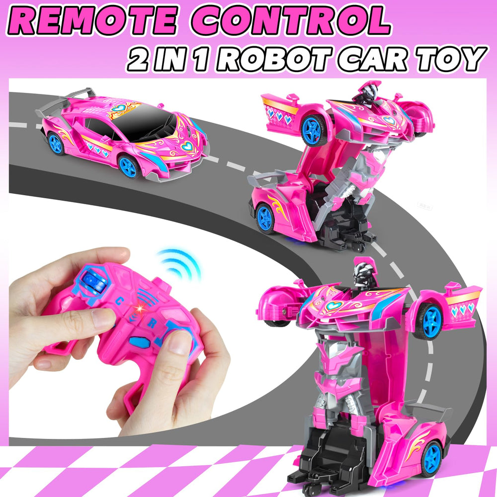 Tcvents Princess 2-in-1 RC car robot transformation in action