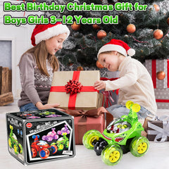 Tcvents RC Stunt Car in action demonstrates exciting stunts and spins.