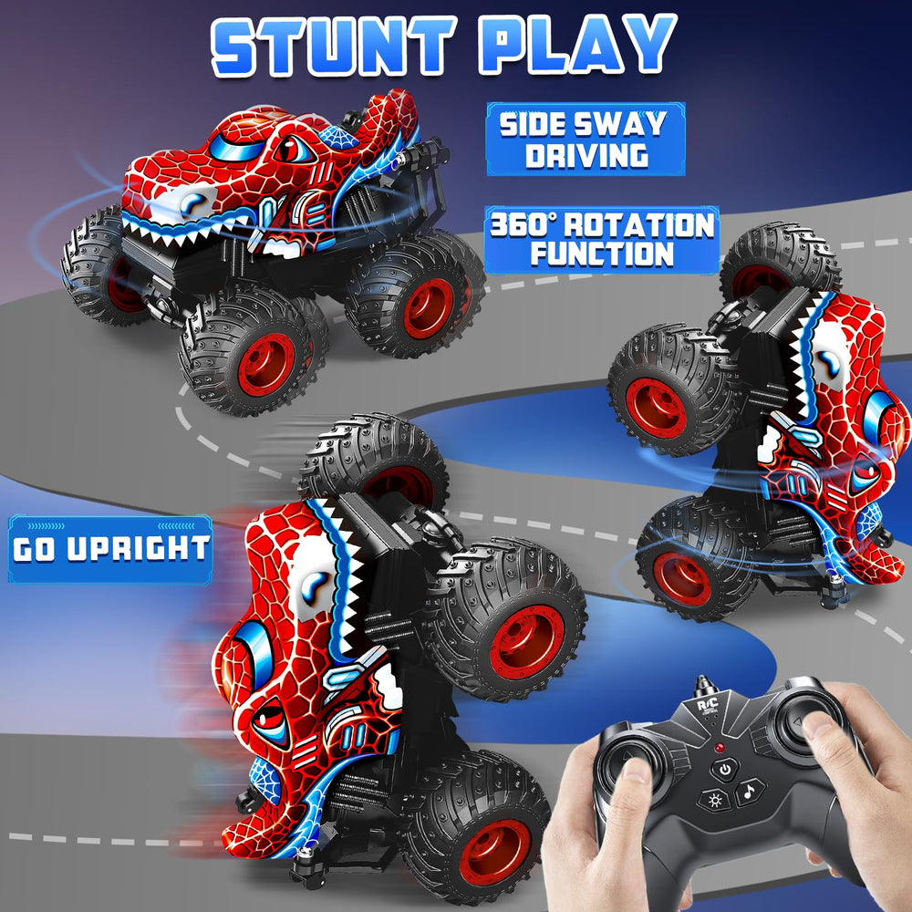 Tcvents remote-control spider truck with lights and music in action.