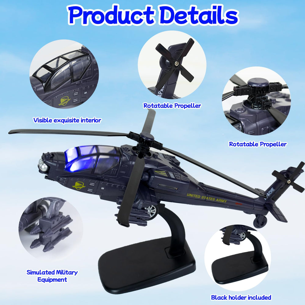 Tcvents realistic rotor detail and cockpit design aid visual learning.