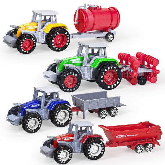 Tcvents tillage tractor with trailer for imaginative farming play and fine motor skill practice