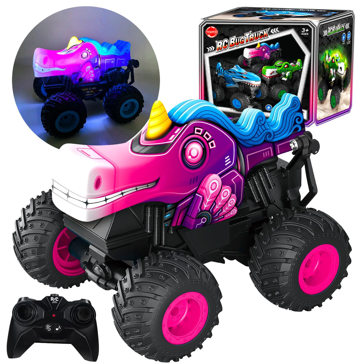 Tcvents unicorn RC truck box with accessories for kids' unboxing experience