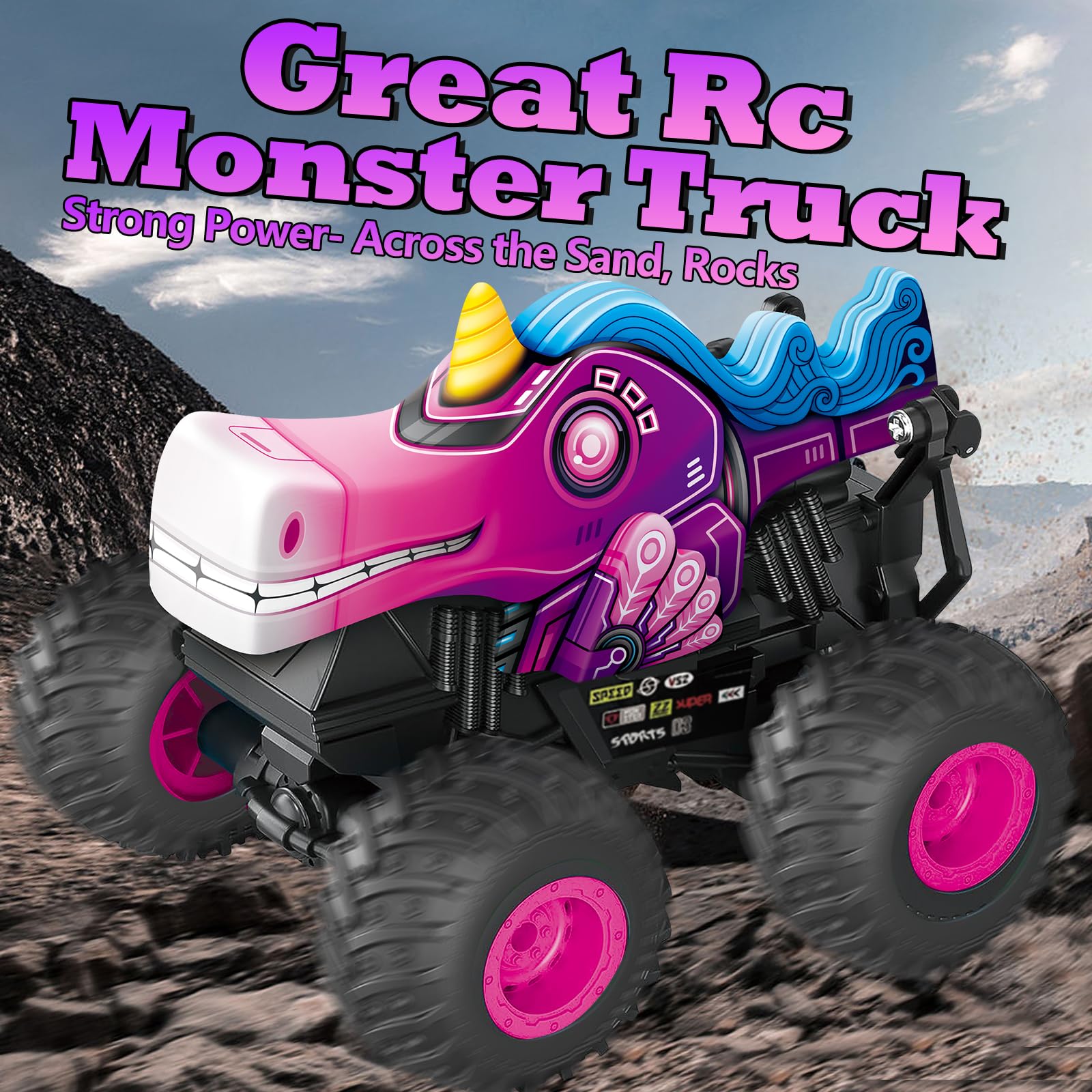 Tcvents unicorn RC truck remote controller for precise, child-friendly control