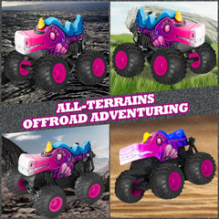 Tcvents unicorn RC truck performing 360° stunts during play