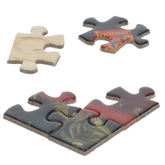 TDC Games Alphabet Mystery Puzzle arson-scene hint adds suspenseful intrigue for adults.