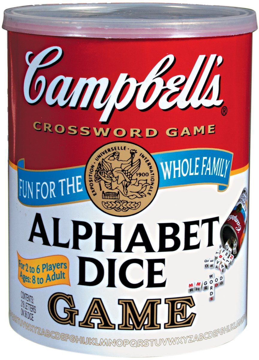 TDC Games Campbell's Alphabet Dice Game authentic can detail evokes nostalgic vibe