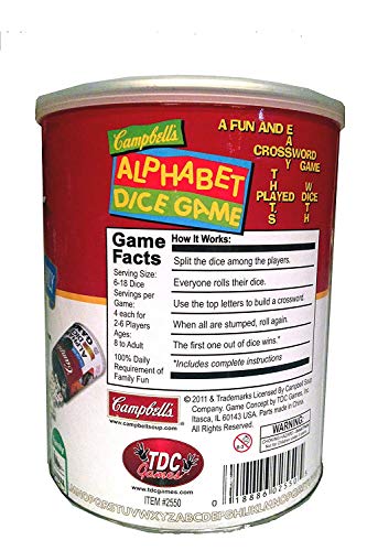 TDC Games Campbell's Alphabet Dice Game brand heritage sparks nostalgic puzzles