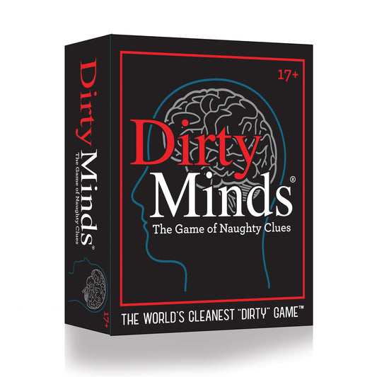 TDC Games Dirty Minds box opened, ready for a lively game night.