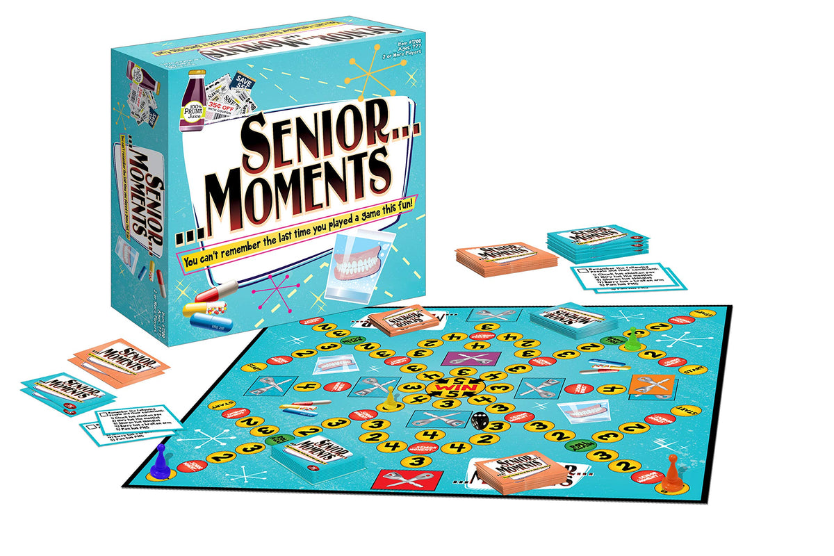 TDC Games Senior Moments cover: inviting memory game for adults, perfect for social gatherings.