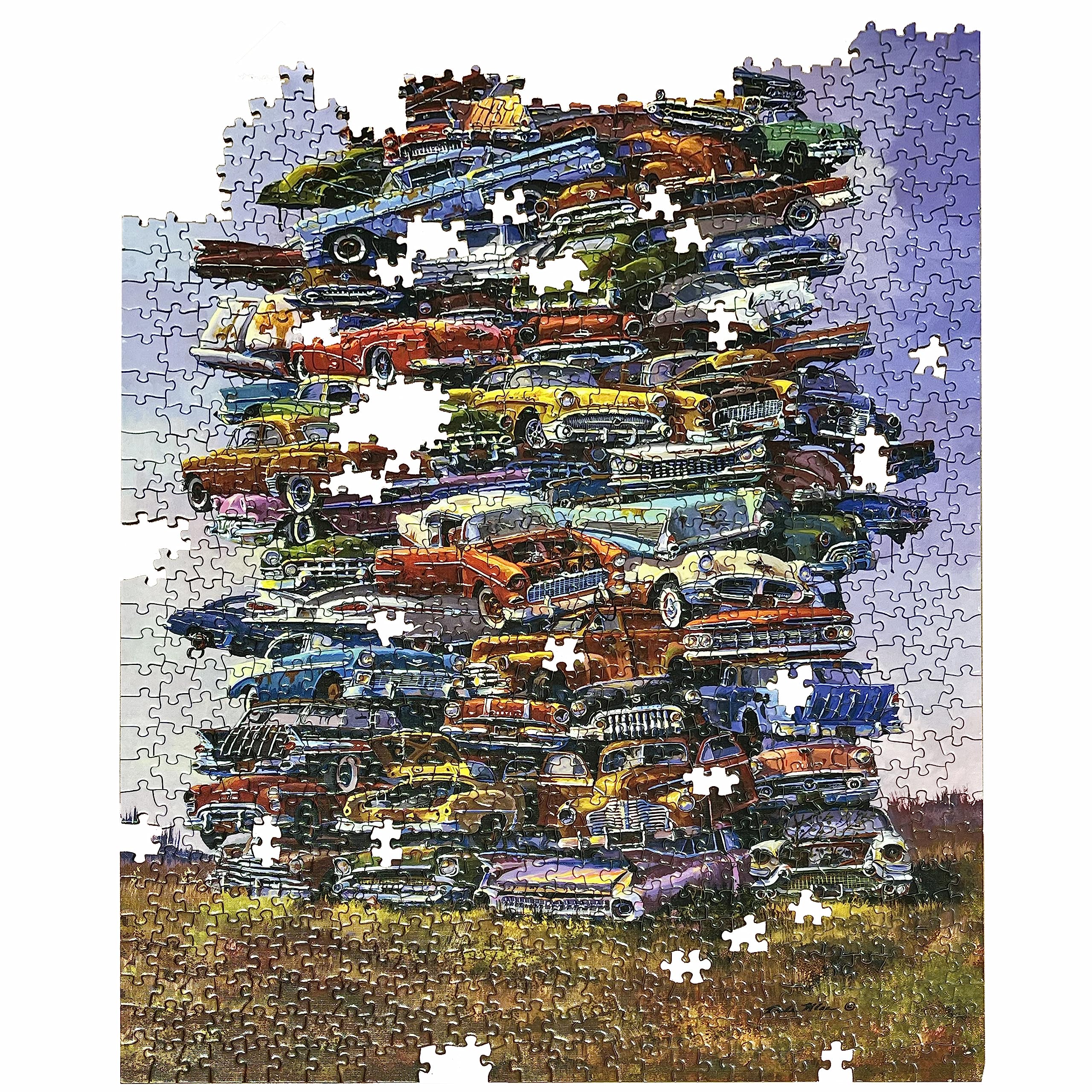 TDC Games Vintage 1950s car puzzle evokes chrome and tailfins for nostalgic vibes.