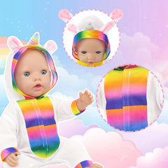 TDDS9 black and white cow jumpsuit for 14-18 inch dolls, cute look, easy care