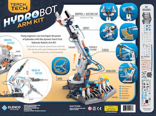 TEACH TECH HydroBot Arm Kit hydraulic control lever close-up enabling precise movements.