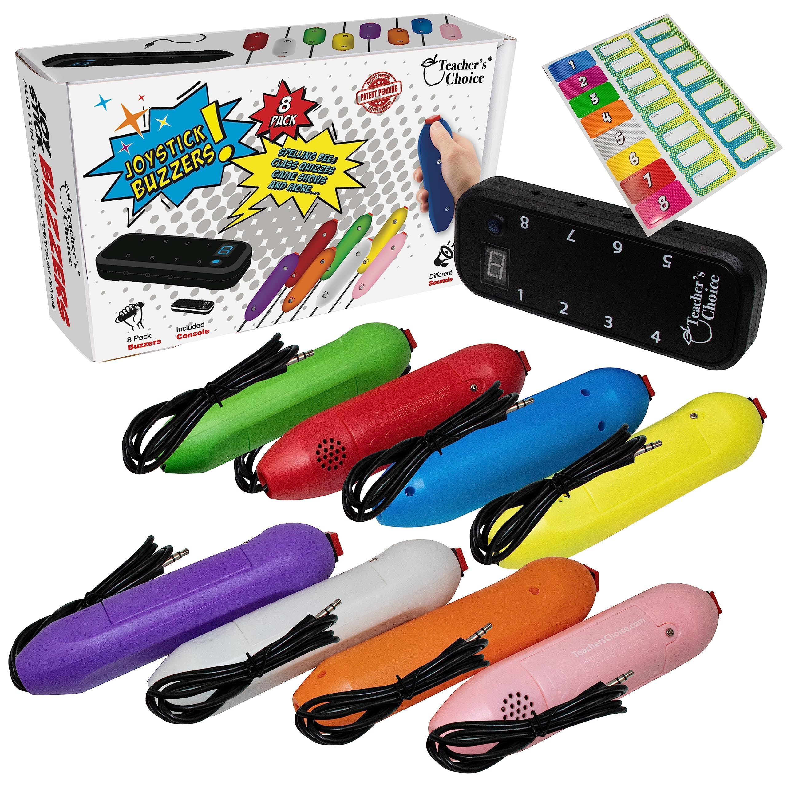 Teacher's Choice handheld game system front view with vibrant color buttons for classroom buzz-in games