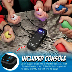 Teacher's Choice console display showing first buzz-in indicator for engaging rounds