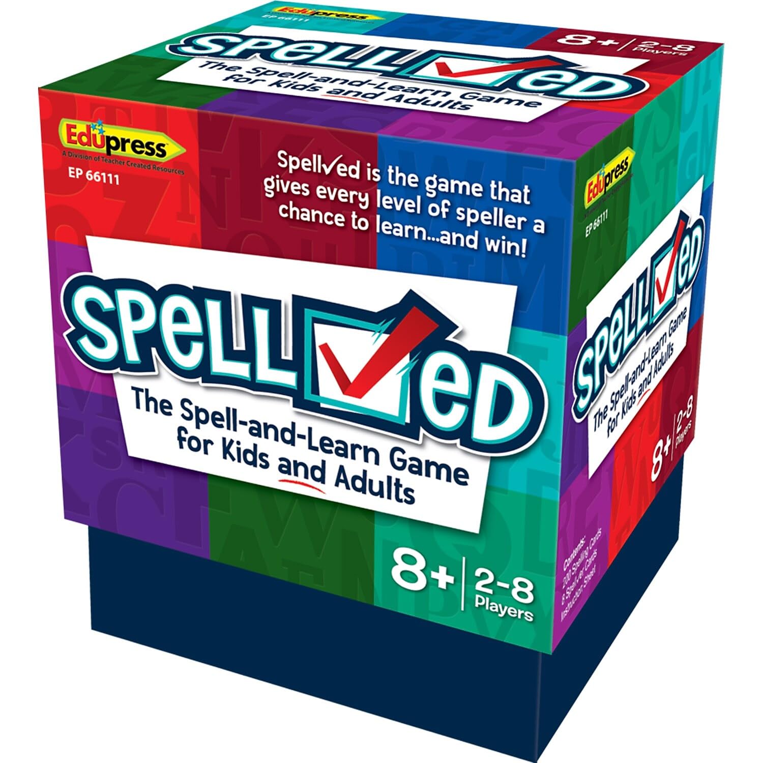 Teacher Created Resources SpellChecked Card Game box with colorful cards for family spelling practice