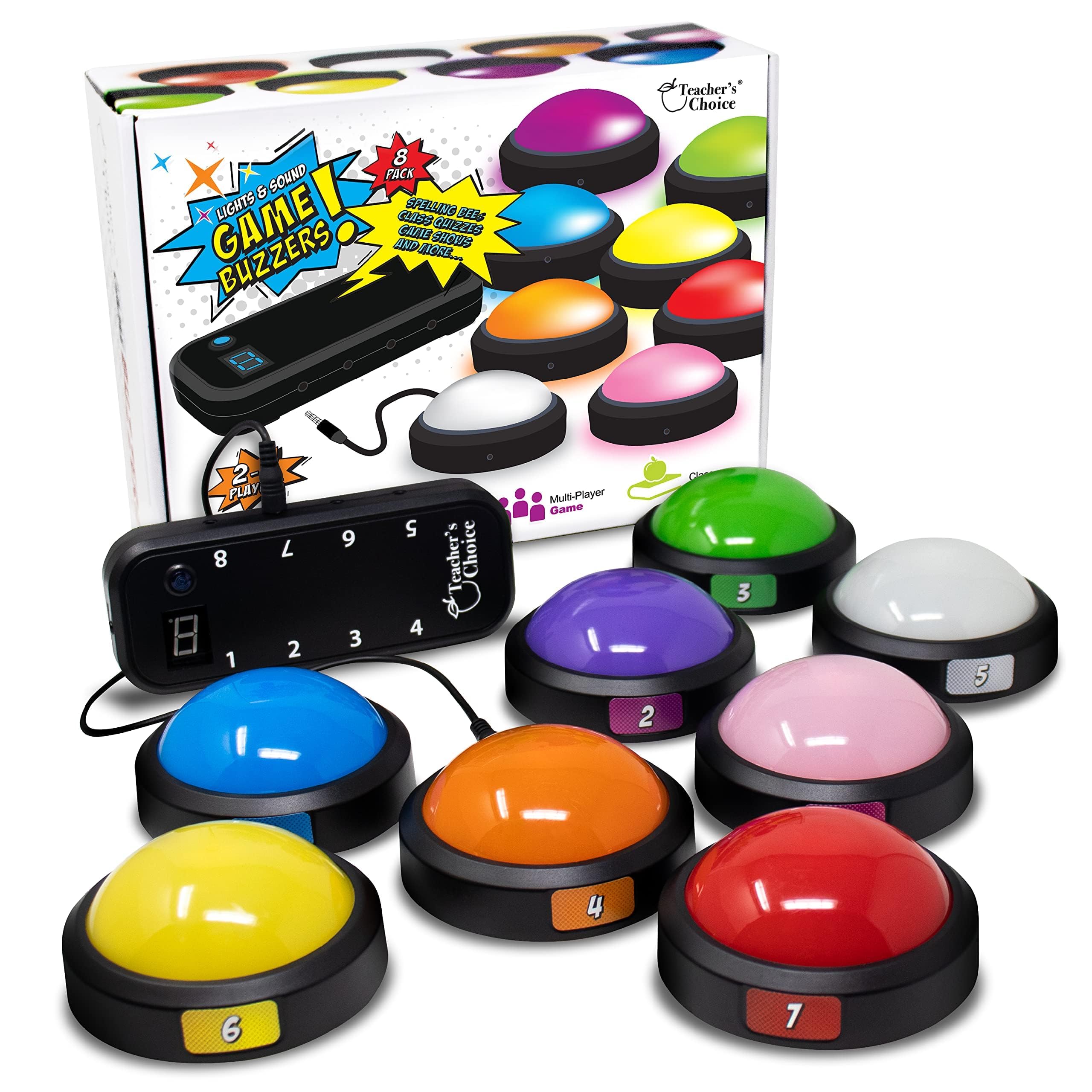 Teachers Choice Light Up Game Buzzer System displays the winning player for clear competition