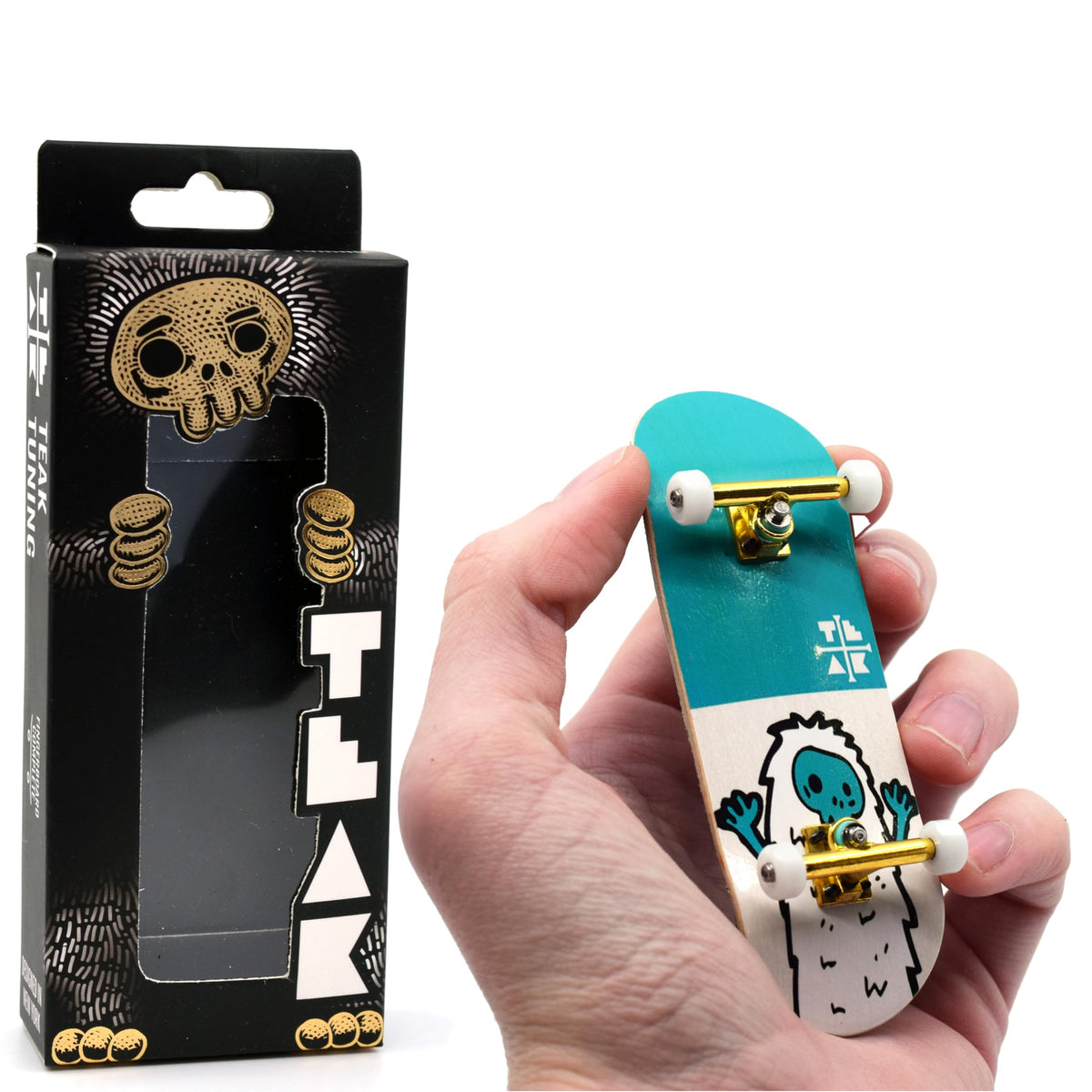 Teak Tuning Teal Yeti graphic deck with glossy finish for durable, stylish sessions.