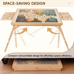 TEAKMAMA puzzle table removable translucent cover protects pieces during storage or moves