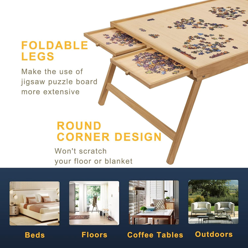 TEAKMAMA puzzle table with legs provides stable support for long sessions