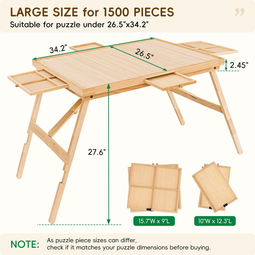 TEAKMAMA puzzle table work area 34.2 x 26.5 inches supports large puzzles