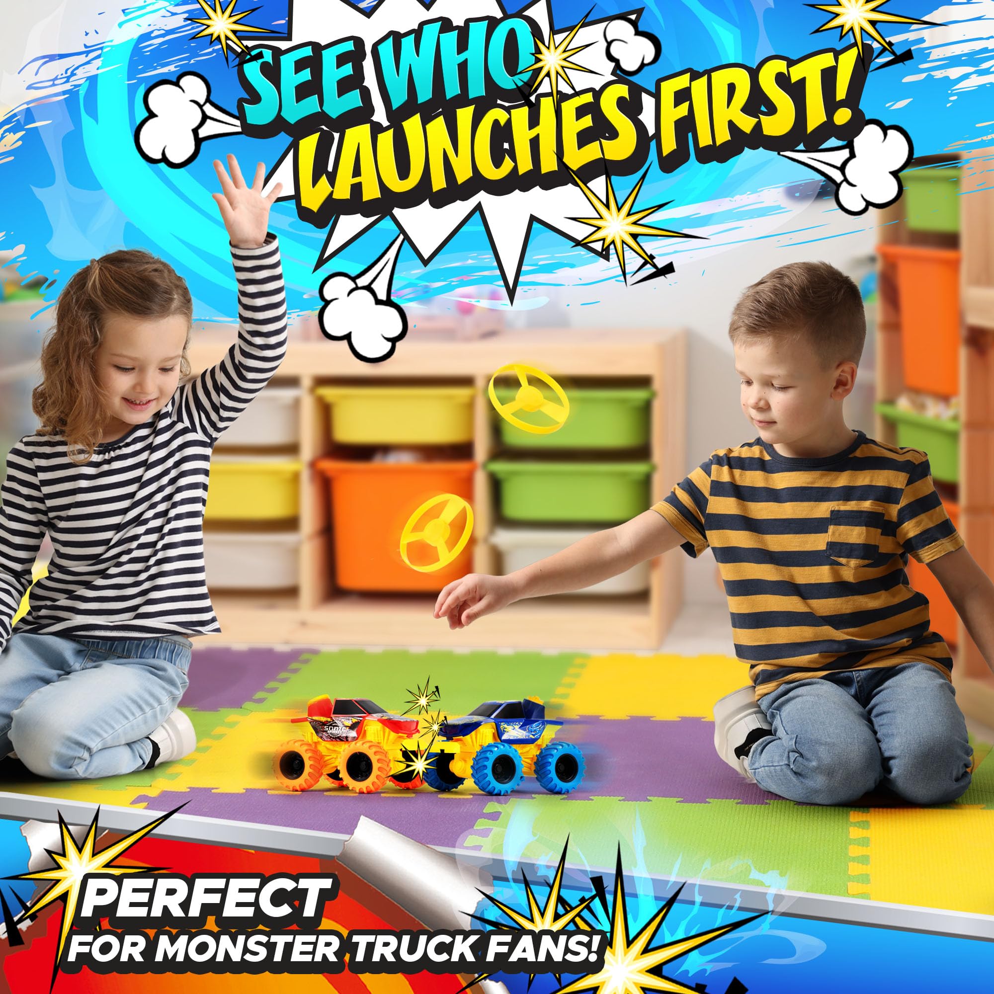 Team Power Indoor outdoor play ready truck duo ready for action.