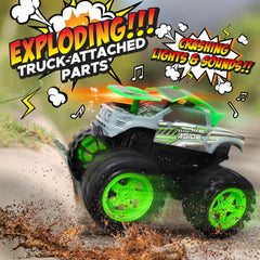 Team Power monster truck crash sounds and flashing lights energize play sessions.