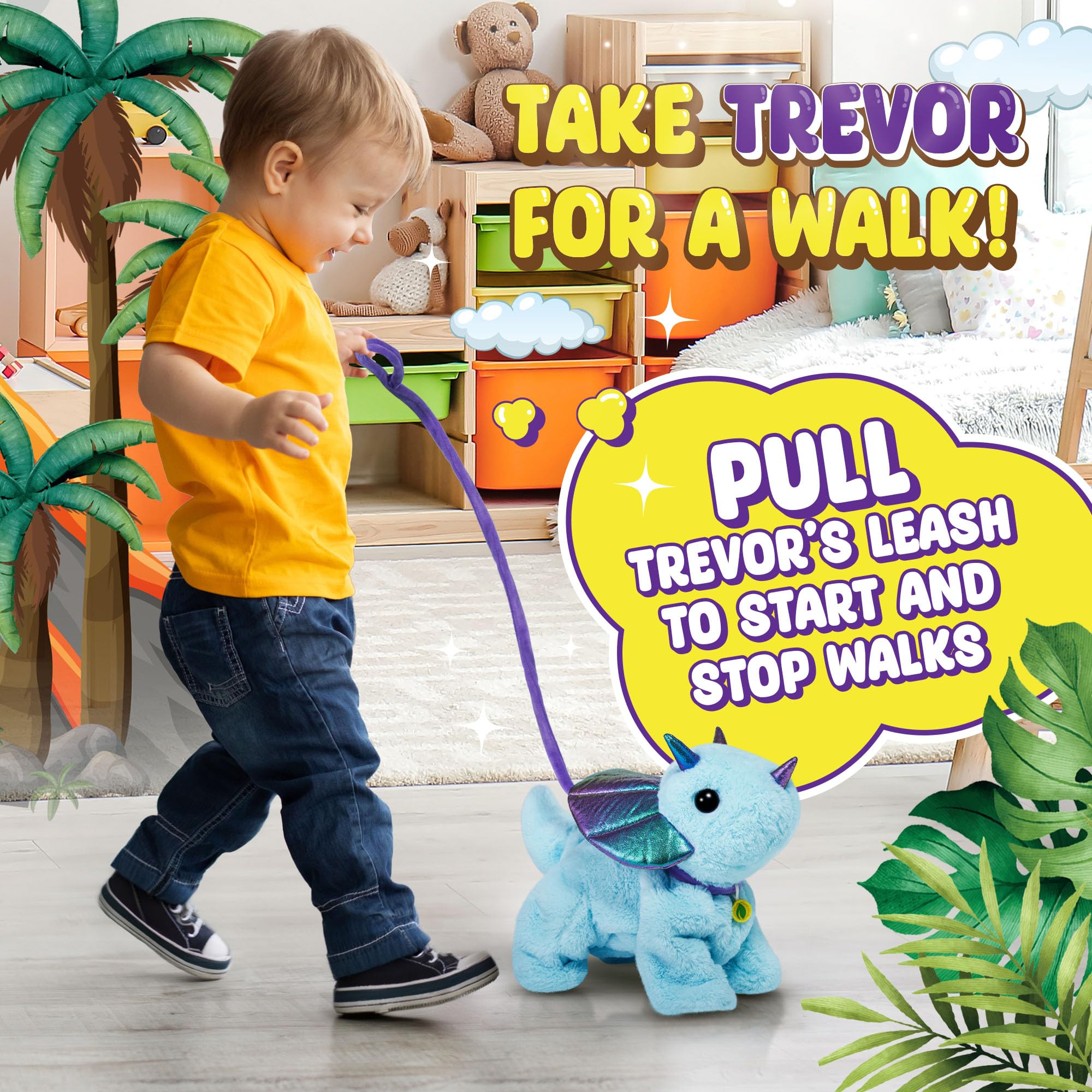 Team Power Trevor plush texture uses safe materials for comforting play.