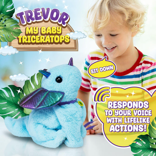 Team Power Trevor walks with leash or responsive cue for adventurous pretend outings.