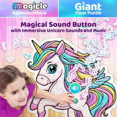 Team Power Music and Sound Unicorn Floor Puzzle with button sound enhances imaginative play.