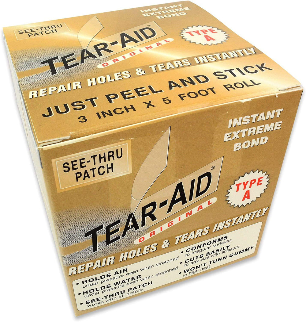 TEAR-AID fabric repair roll patches fabrics quickly and durably.