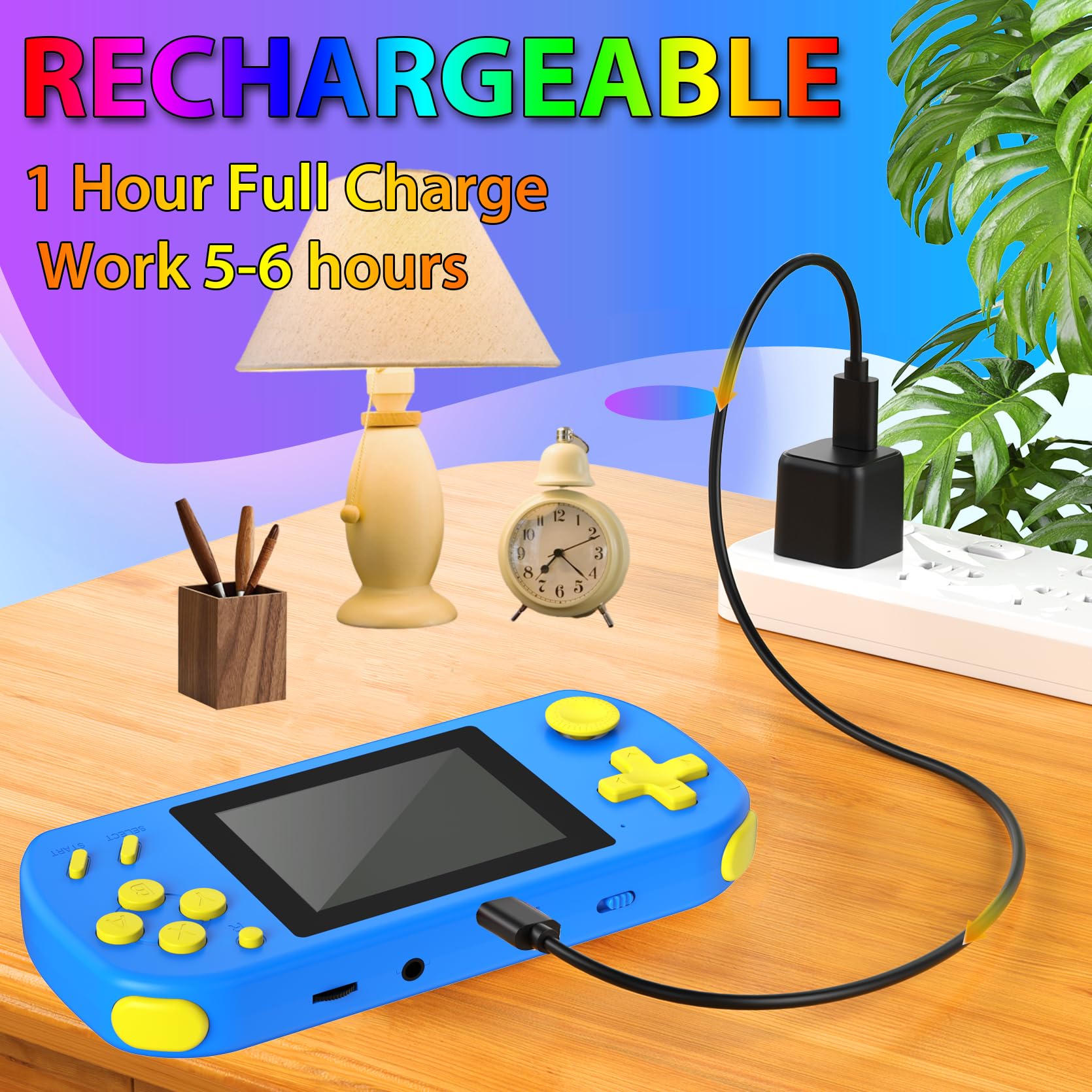 TEBIYOU 3-inch HD screen delivers clear visuals for portable gaming.