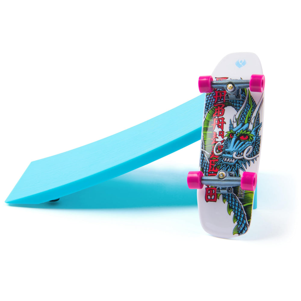 Tech Deck Finesse graphic deck enabling smooth grinds and flips on mini setups.