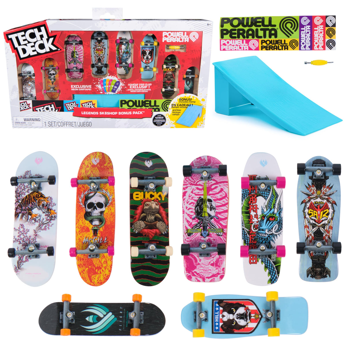 Tech Deck Powell Peralta Legends graphic deck for authentic fingerboard play and collectability.