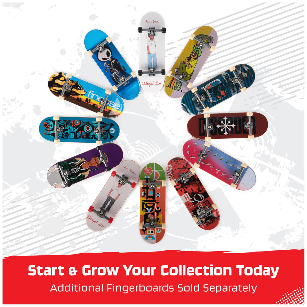 Tech Deck Toy Machine graphic deck with dynamic design for versatile fingerboarding.