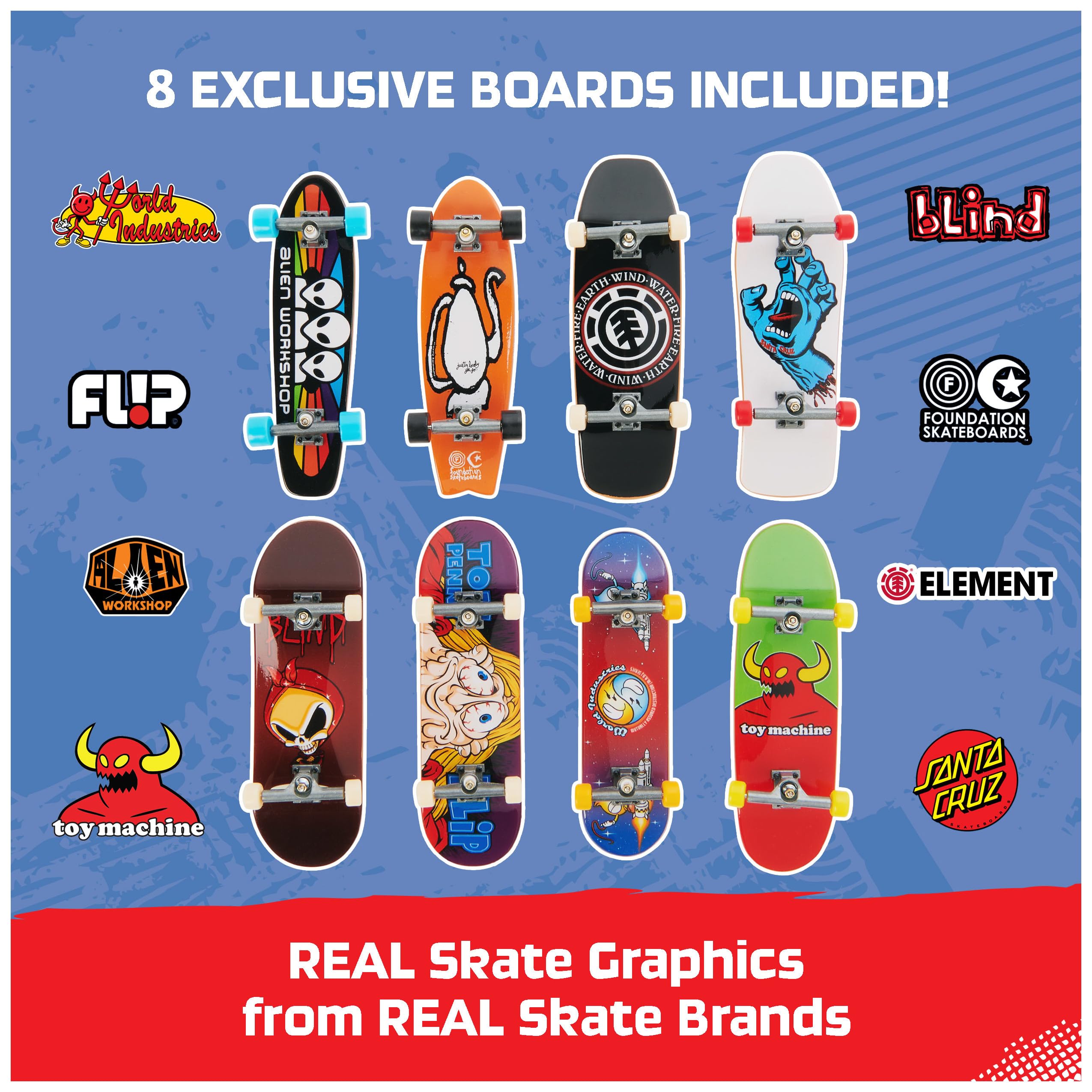 Tech Deck World Industries graphic board for realistic finger skating visuals.