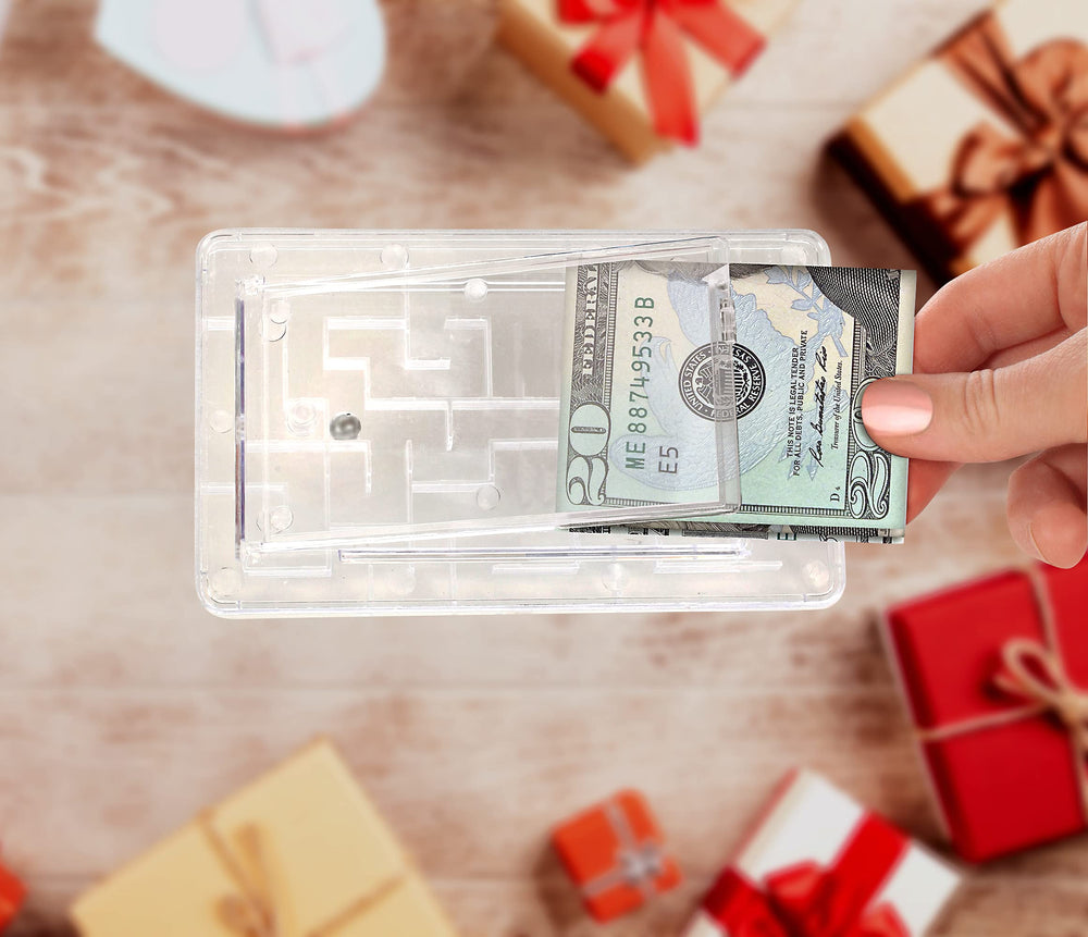 Tech Tools Money Puzzle Box marble maze being solved suggests a playful challenge.