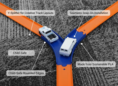 TechConnext Track Add-On Pack in action with kids racing on blue layout