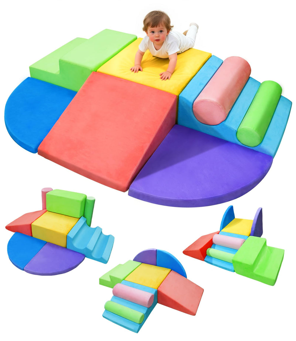 Teckid Toddler Climbing Toys stairs set shows safe indoor play surface
