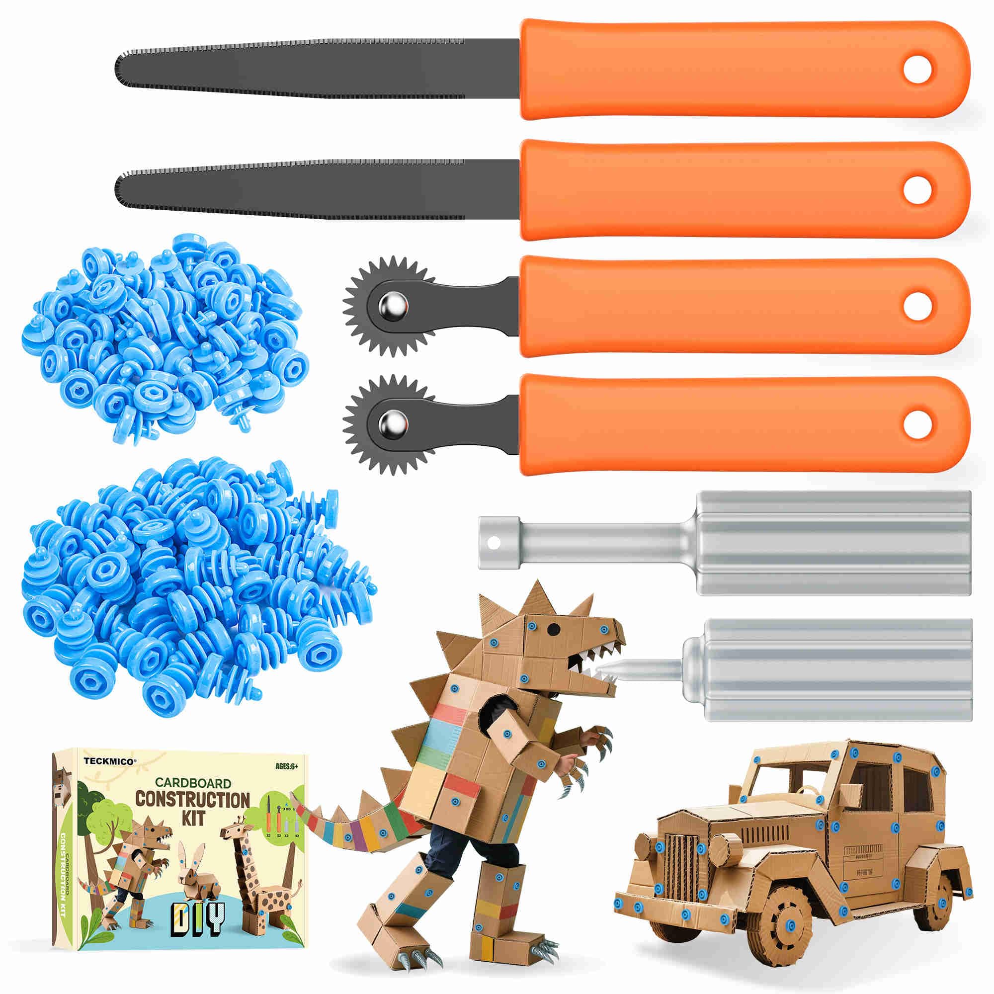 TECKMICO cardboard cutter with safe saws for kid-friendly crafting.