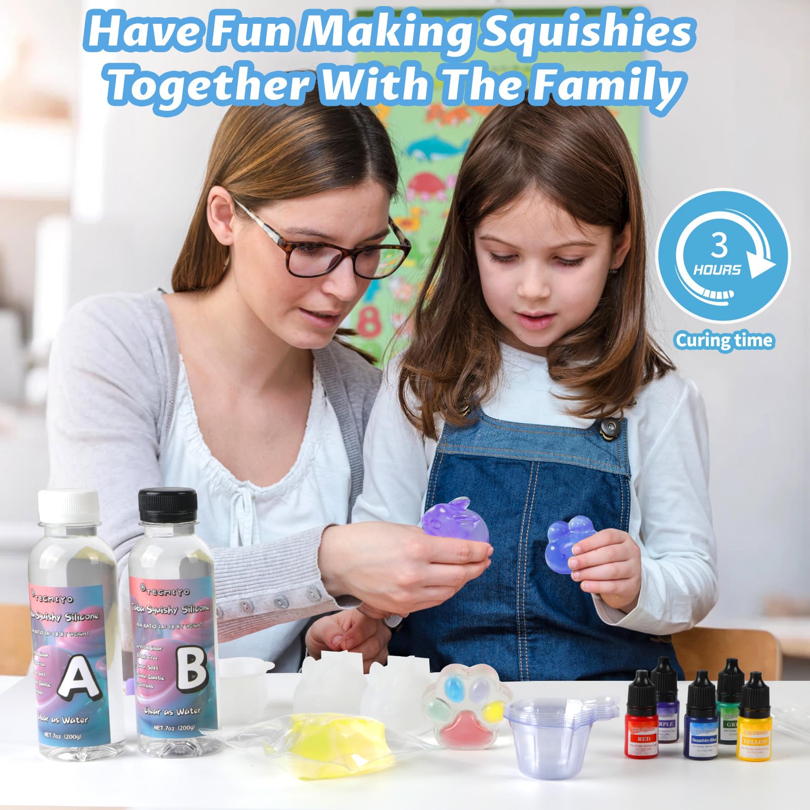 TECMIYO Taba DIY kit cute bunny mold for colorful transparent crafts