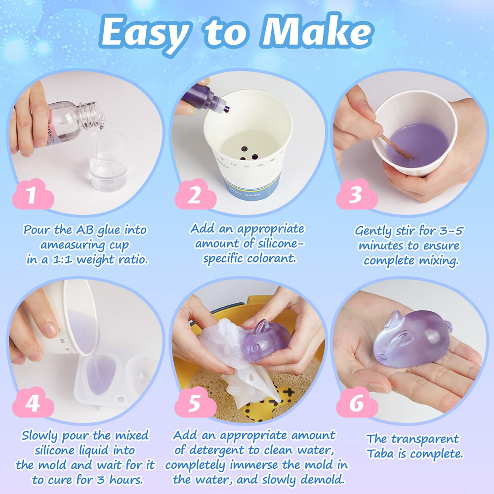 TECMIYO Taba DIY kit kitten mold for crystal clear squishy art