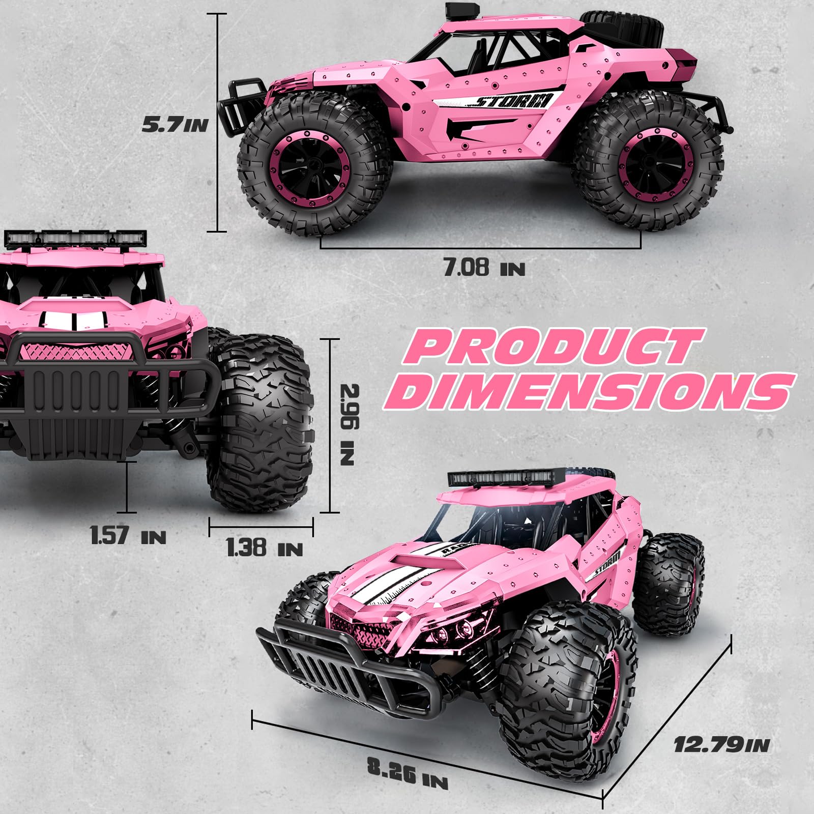 Tecnock Pink RC Car includes two batteries for extended playtime.