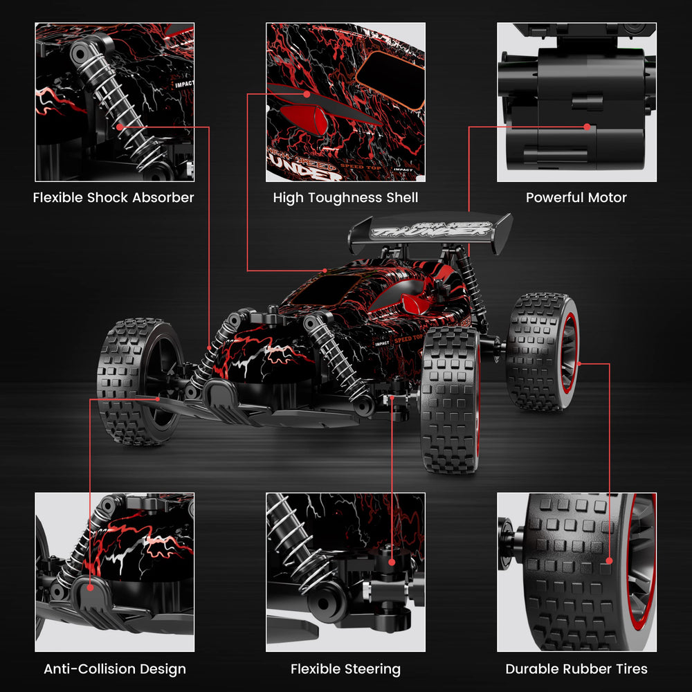 Tecnock RC car driving at up to 20 km/h on a surface.