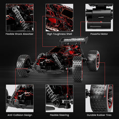 Tecnock RC car driving at up to 20 km/h on a surface.